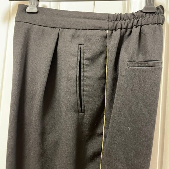 ZARA Textured Crepe Pants with Gold Side Stripe Black – S - Picture 4 of 13